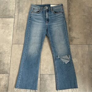 Rag & bone Nina high-rise shorty flare blue denim jeans raw hem 28